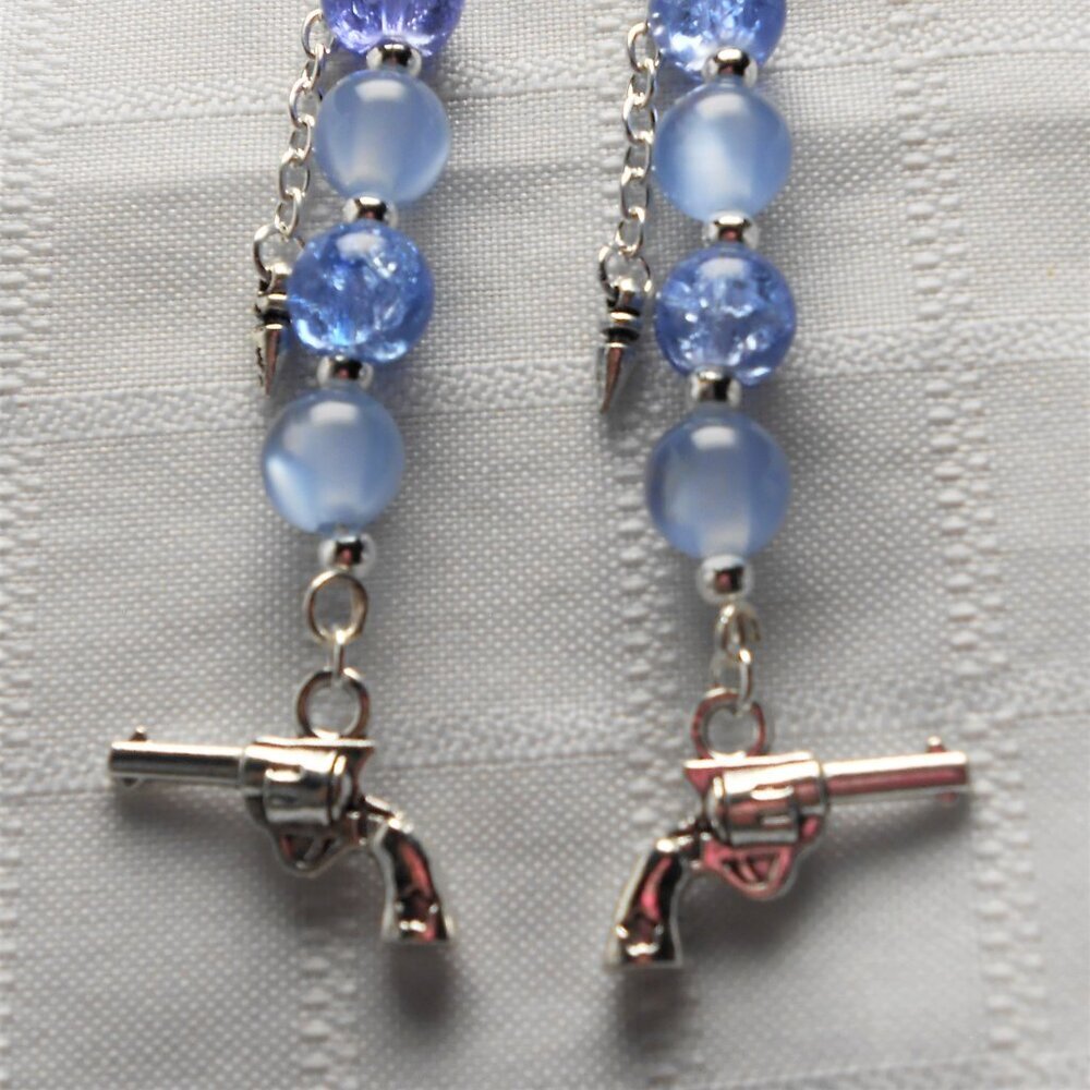 No. 11 Handmade earrings with Tibetan silver 3D revolvers charms